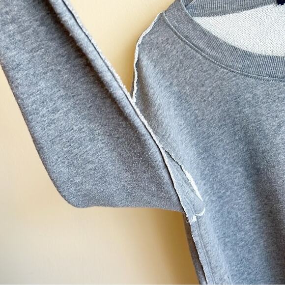 Saks Fifth Avenue Y2K Raw Hem Oversized Sweatshirt with Side Zips Gray Size S - Picture 3 of 10